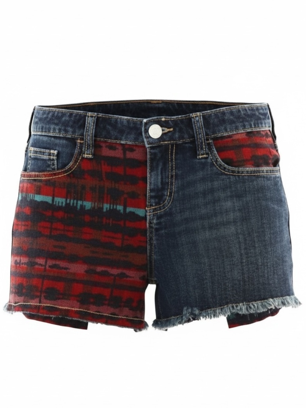 NWT Allen B by Allan Schwartz Mixed Media Vintage Blue Denim Shorts size 12